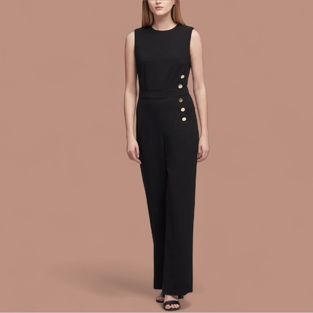 DKNY Black Jumpsuit with Gold Accents